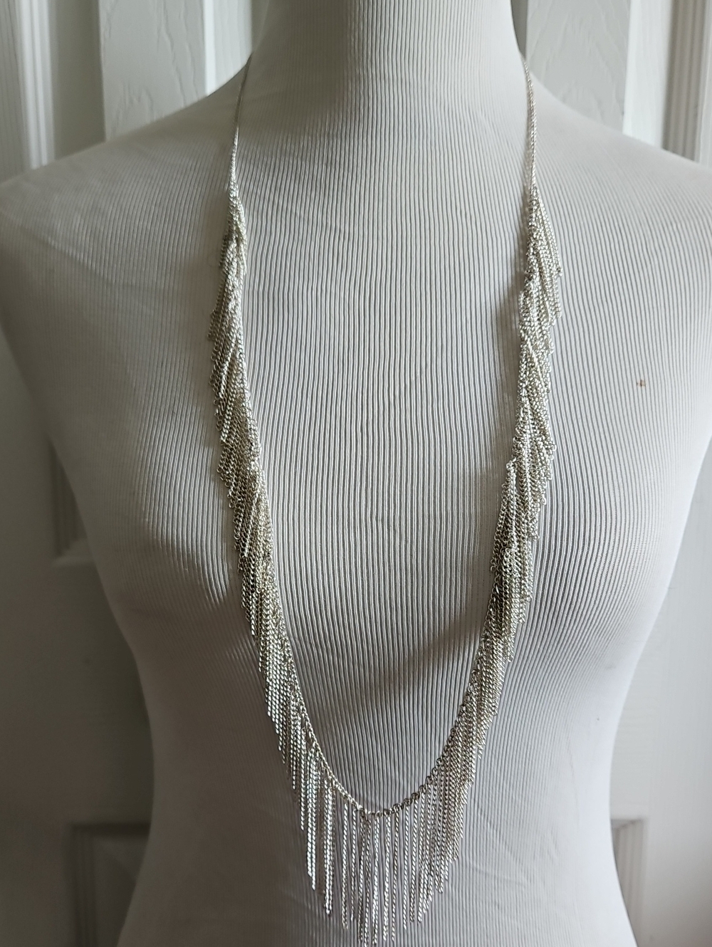 Silver Multi-Strand Fringe Necklace